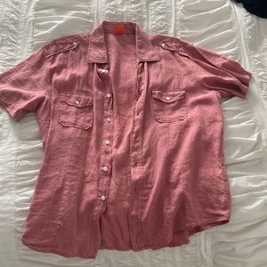 mens Hugo boss pink short sleeve dress shirt